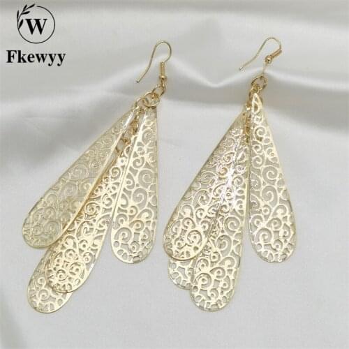 Fkewyy Fashion Earrings For Women 2021 Designer Luxury Jewelry Gothic Accessories Multi-Layer Gold Plated Earrings Punk Jewelry