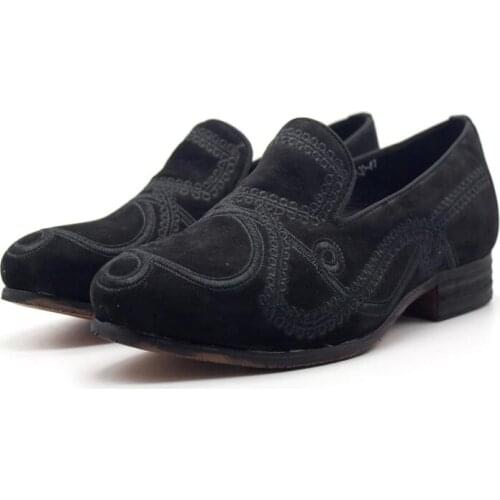 New genuine leather fashion loafer shoes for men slip on embroidered casual men shoes