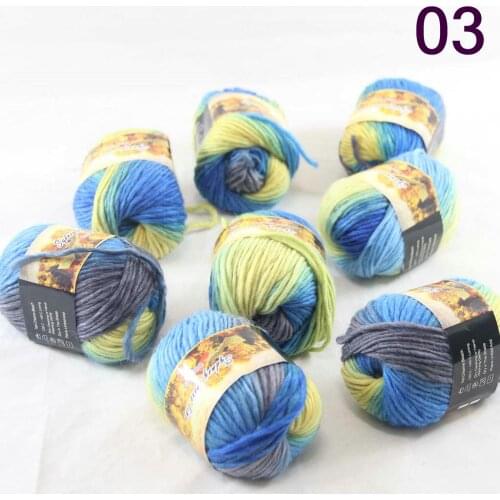 New Sale 8SkeinsX50g Womens Knit Scarves Shawls Rainbows Wool Yarn Crocheting Grey Sky Blue Yellow 803