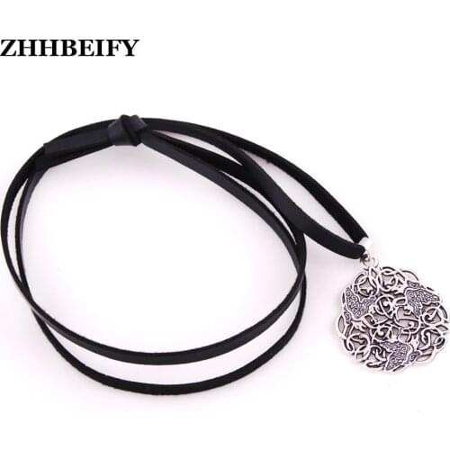 New arrival Drop shipping Raven Pendant Morrigan Crow Amulet Triskelion charm Leather chain wheat bracelet Necklace