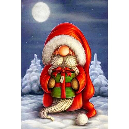 Santa Claus Gift Box Embroidery Kit Craft Needlework Set Canvas Printed Cotton Thread Home Decor Christmas Gift For Living Room