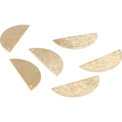 Raw Brass Half Moon Textured Charms,Semi Circle Connector with 1 Holes,Pendants Findings,Fit For DIY Necklace,27x11mm-RB1122