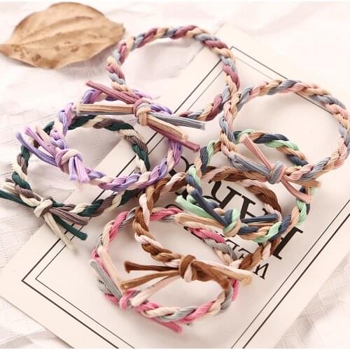 10pcs/Set Handmade Woven Colorful Elastic Hair Rope Ponytail Holders Hair Accessories Girl Women Rubber Band Tie Gum Headwear