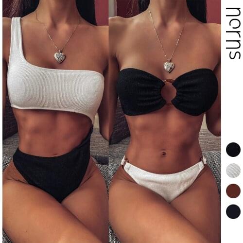Norns Sexy Bikini High Quality Breathable Swimsuit Female Black and White Split Bikini Soft Skinny Swimsuit
