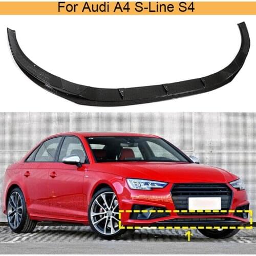 Car Front Bumper Lip Chin Spoiler for Audi A4 S-Line S4 2019 2020 Front Bumper Lip Spoiler Splitters Apron Guard Carbon Fiber