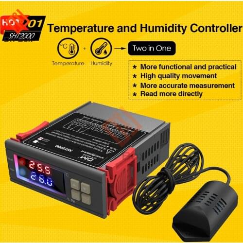 SHT2000 Thermostat Temperature Humidity Control Thermometer Hygrometer Humidista Controller AC 110V 85-230V 10A Digital Display