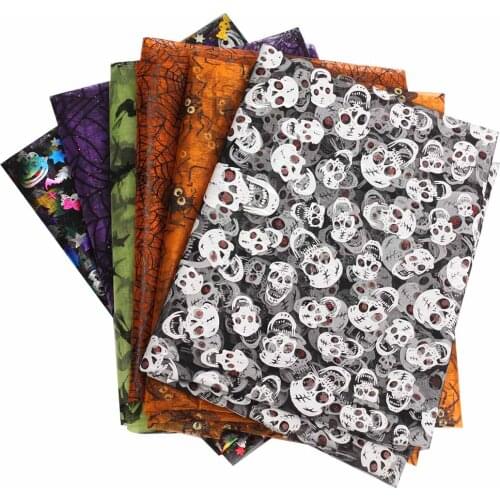 Halloween Tulle Mesh Fabrics Skull Spider Web Pumpkin Yarn Fabric Diy Festival Stage Clothing Material Sewing Supplies 90*150cm