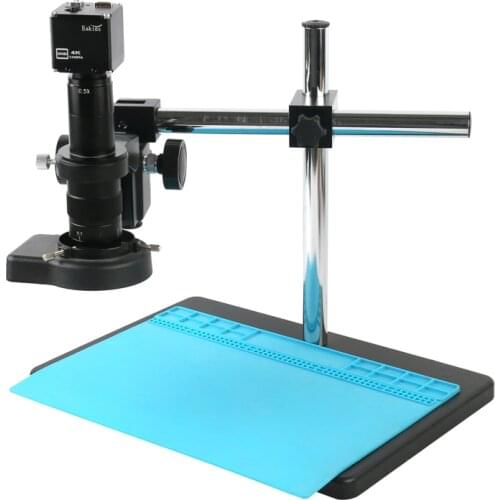 UHD 2K 4K 1080P HDMI Video Microscope Camera 180X 300X Zoom C-mount Lens 144 LED Ring Light For Industrial Soldering Inspection