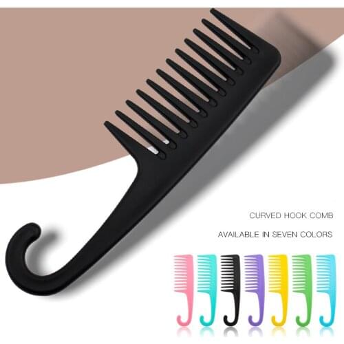 High Quality Plastic Large Wide Tooth Anti-Static Hair Comb Of Hook Handle Detangling Reduce Hair Loss Comb Styling Tools