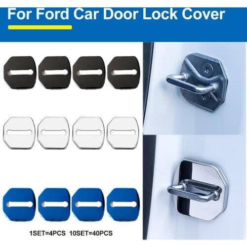 1set 10set Stainless Steel Car Door Lock Buckle Case Sticker Accessory for kuga fusion fiesta transit ranger Car Styling