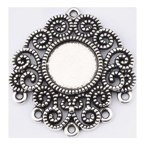 10PCS Antique 32*30mm Filigree Charms Pendant For Jewelry Making Earring Base Connector Charms Necklace Accessories Finding