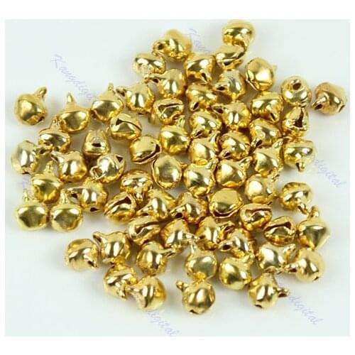 100pc Small Bell Craft Jewelry Wedding Charms 6mm Bead Findings Gold Mixed Color