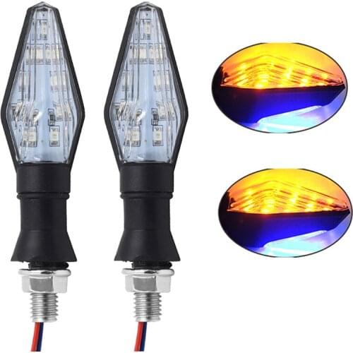 2Pcs Motorcycle LED Turn Signal Light High Quality 12 LED Indicator Dual Color Blue&Amber Blinker Light Motorcycle Accessories