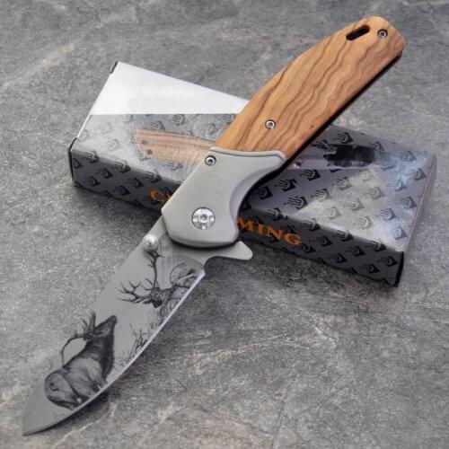 200MM Damascus steel Folding Wood Handle Tactical Survival Knives Utility Outdoor Hunting Camping Knife Multi Tools Pocket Knife