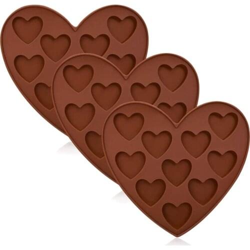 3Pcs Heart Shape Silicone Molds Chocolate Making,Jelly,Pudding and Handmade Soap, Heart Ice Square Molds for Summer