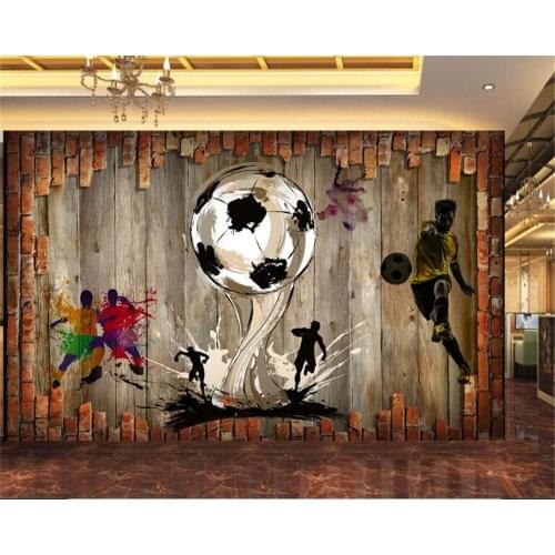 Beibehang papel de parede 3D wallpaper nostalgic brick wall football fixture wall papier peint mural 3d wallpaper for walls 3 d