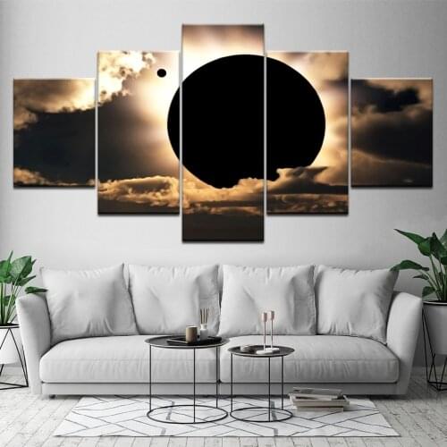 5 Pieces Modular Black Moon Modern Wall Art Pictures HD Printed Canvas Painting Modular Pictures HD Home Decoration Artwork