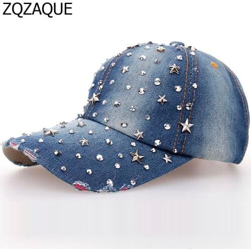 Free and Drop Shipping Womens Good Quality Manual Drill Caps Rivet Star Girls Fashion All-match Style Baseball Caps SY544