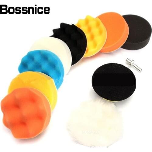 Bossnice 11Pcs 3" Buffer Polishing Pad Set Car Polishing Waxing Sponge Wheel Polishing Disc Kit Car Polisher Polishing Buffing