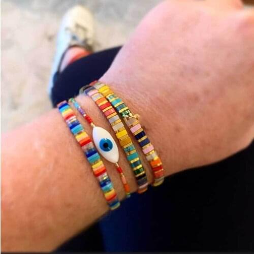 Tila Beads Miyuki Rice Beads Bracelet Women European and American Net Red Fashion Eyes Bracelet Beaded Jewelry Bracelet Womens