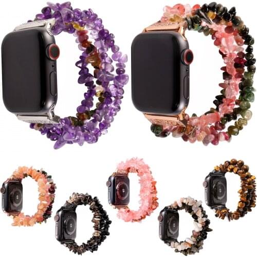 Handmade Women Jewery Bracelet Strap For Apple Watch Series 1 2 3 4 Agate Gemstone Wrist Band For iWatch 38mm 42mm 40mm 44mm