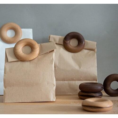 Wooden Donut Sealing Clip Creative Decoration Folder Home Food Packing Bag Moisture-proof Clip Kitchen Sealing Clip Party