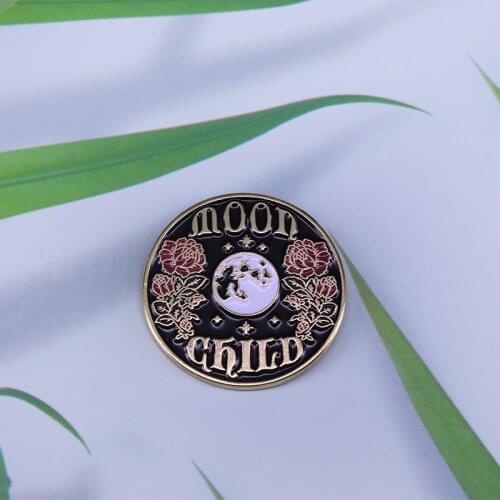 Moon Child Enamel Pin Cosmic rose perfect gift for Brooch Astronomy lovers