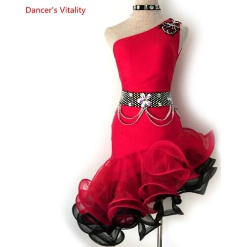 Adult Latin Dance Competition Dress Performance Costumes Custom Latin Dance Dress Children Red Latin Ballroom Dresses Cha Cha