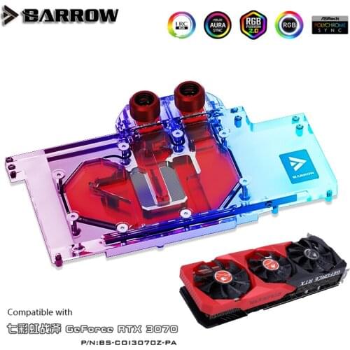 Barrow GPU Block For Colorful Battle AX RTX 3070 Graphics Card, VGA Cooler Radiator, 5V M/B SYNC, BS-COI3070Z-PA