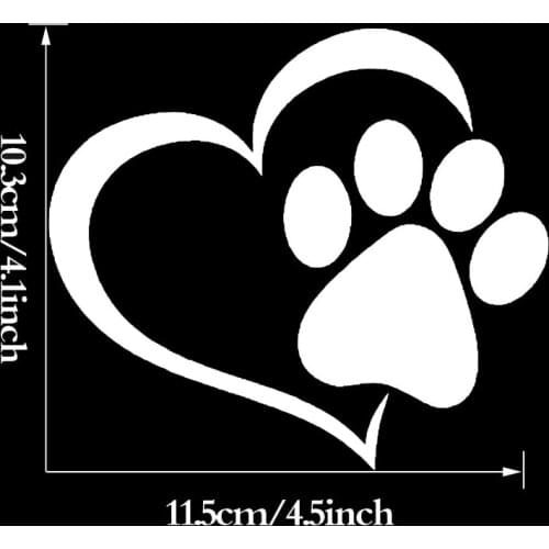 HotMeiNi 11.5cmx10.3cm Pet Paw Print With Heart Dog Cat Vinyl Decal Car Window Bumper Sticker