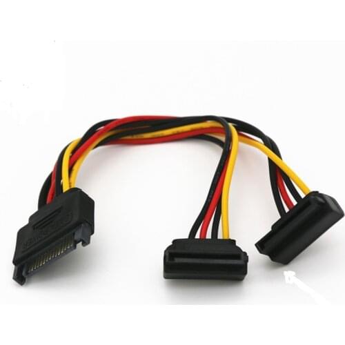 8 Pieces Power Cord 15Pin SATA Male to 2 Female 15Pin Power HDD Splitter High Quality Connector Power Cable KXL0313