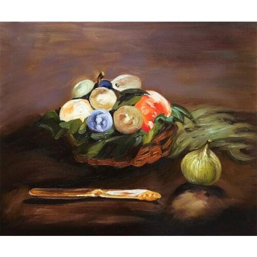 Basket of Fruit by Edouard Manet Still Life Painting for Kitchen Fruit Art Pictures Home Decorative Oil Painting Handpainted