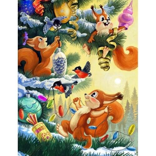 Cartoon Squirrels Tree 5d Diy Diamond Paintings Full Drill Rhinestone Embroidery Diamond Mosaic Kit Cross Stitch Wall Home Decor