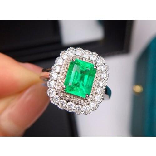 E623 Emerald Ring Pure 18K Gold Jewelry Nature Green Emerald 1.9ct Gemstone Diamond Female Rings for women Fine Ring