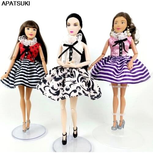 Lace Doll Clothes for Barbie Doll Clothing for 1/6 Dolls Stripes Short Dress for 1:6 Dolls Accessories DIY Toys For Children