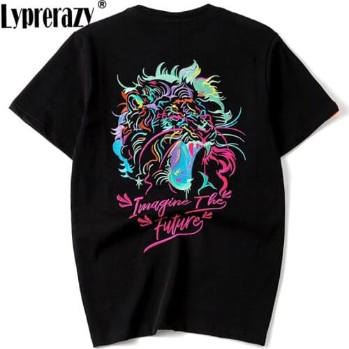 Lyprerazy Spring and Summer Cotton Short Sleeve Mens T Shirt Chinese Style Tiger Head Embroidered T-shirt Male Casual Tees Tops