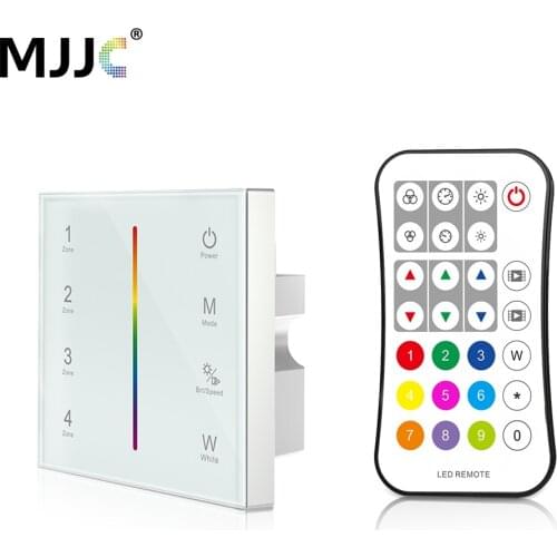 MJJC DMX Controller 512 4CH Zone RGBW DMX512 Master Control Wireless 2.4G RF Remote Wall Mounted Touch Panel Controller T14-1