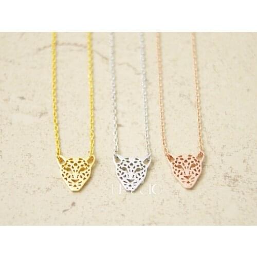 Trendy women necklace Gold and Silver and Rose Gold Leopard Face pendant Necklace for women fashion christmas gift