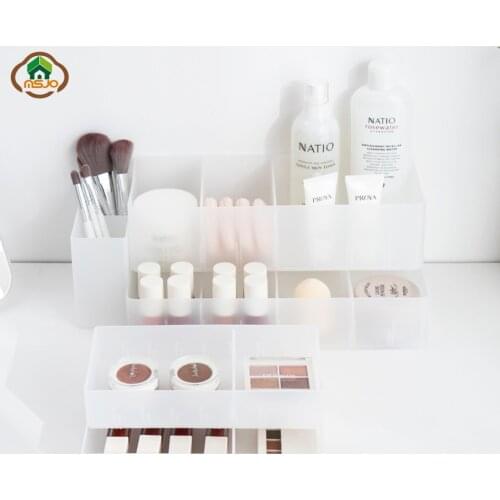 Msjo Makeup Storage Box Set Plastic Cosmetic Drawer Office Organizer Nail Jewelry Desktop Container Kitchen Storage Box