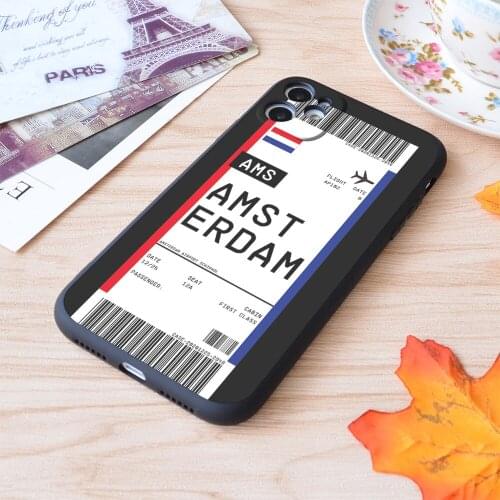 For iPhone Custom your Boarding Pass First Class Air Plane Ticket Lable Flight Travel Print Soft Matt Apple iPhone Case