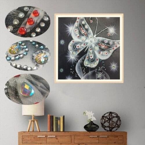 5D DIY Special Shaped Diamond Painting White Butterfly DIY 5D Partial Animal Shiny Cross Stitch Kits Crystal Rhinestone Arts