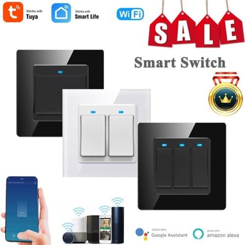Tuya Wall Smart Life APP WiFi Push Switch Light 1/2/3 Gang Push Button DIY Relay Timer Module Google Home Alexa