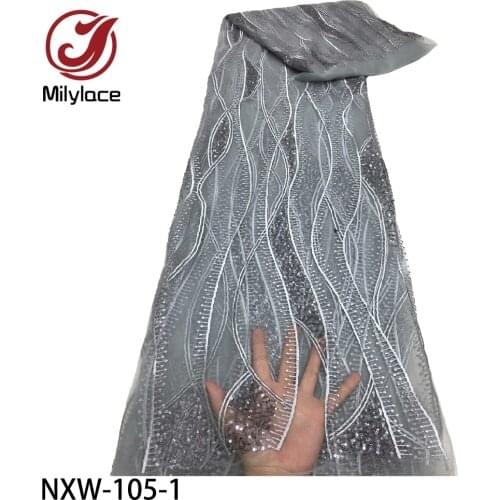 Latest Net Lace Nigerian Lace Fabrics 2020 High Quality Lace French Lace Fabric with Sequin for Dress NXW-105