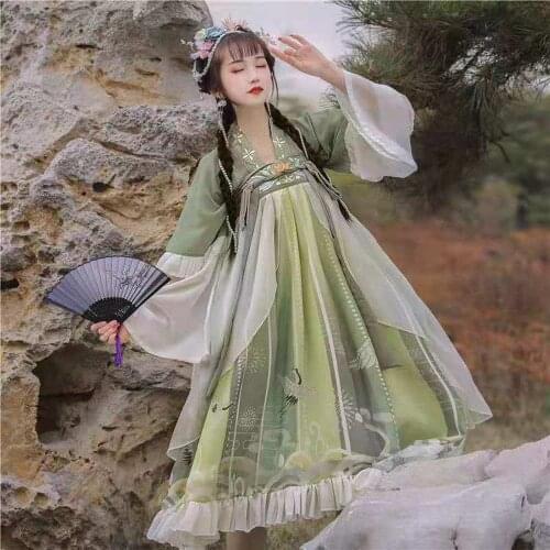 Original Design Spring Dew Chinoiserie Lolita Dress Women Princess Dress Girl Halloween Costume for Girl Green Blue Lolita Dress