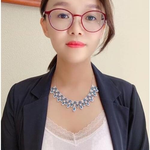 Luxury big flower Water drop Natural blue topaz Pendant necklace S925 silver Natural gemstone necklace girl gift fine jewelery