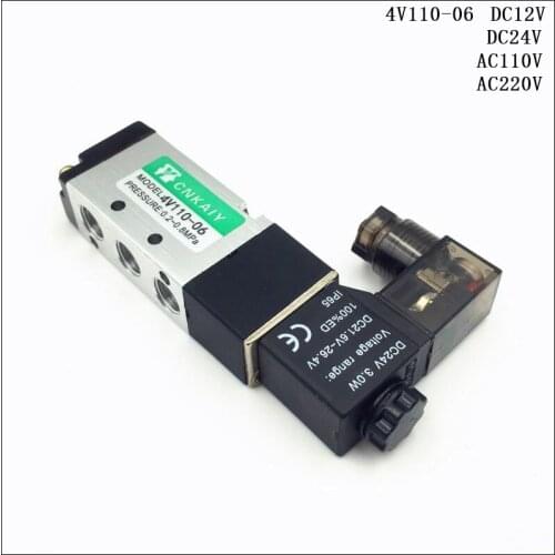 4V110-06 DC12V , DC24V , AC110V , AC220V Air Pneumatic Solenoid Valves 5 Port 2 Position 1/8" IP65 Brand New