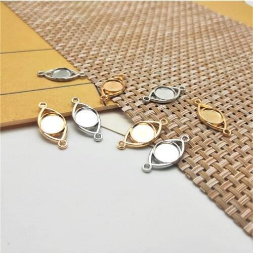 10pcs/lot Hourse Eye Shape Alloy Pendant Base Settings Bezel Tray Fit 10MM Blank Round Necklace Jewelry Making Findings Crafts