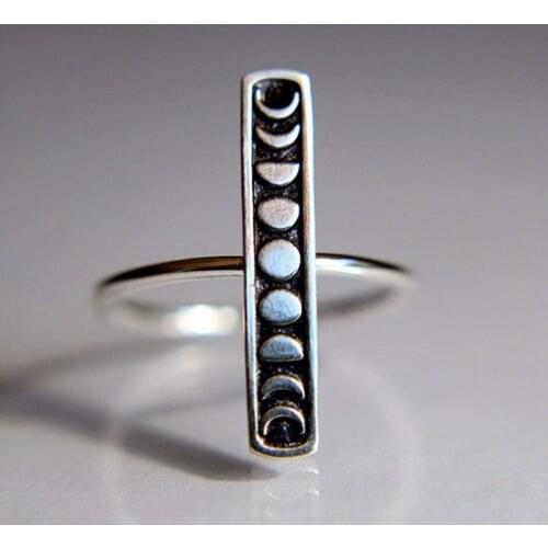 Simple Silver Color Moon Phase Rings Dainty Stacking Ring for Women Boho Vintage Jewelry Gift Anillos Mujer Anel