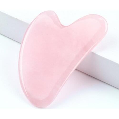 Rose Quartz Jade Guasha Board Natural Stone Scraper Chinese Gua Sha Tools Neck Body Acupuncture Spa Acupuncture Scraper Therapy