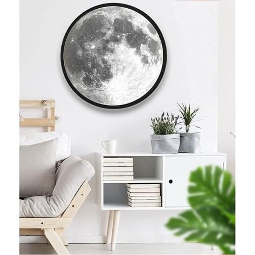 Modern 3D Printing Moon Mirror Light Multifunction Dimmable LED Vanity Make Up Mirror Wall Lamp Bathroom Living Room Decorative